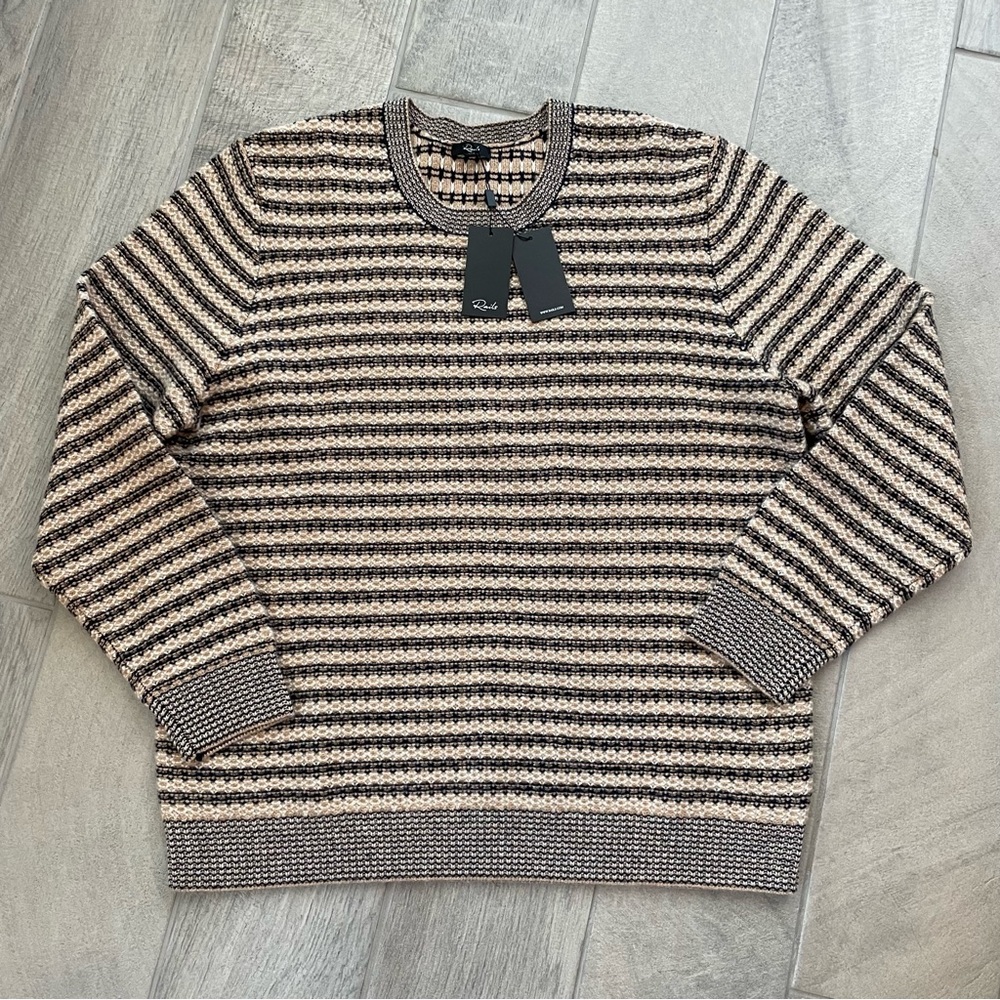 Rails Mens Carrick Crewneck Sweater Striped Wool and Camel Blend Size XXL